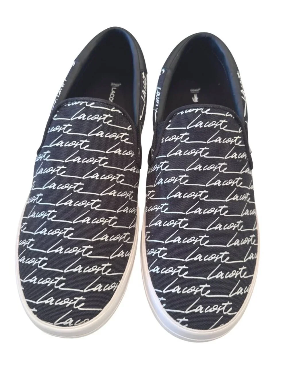 Lacoste Jump Serve Size 11.5 Canvus Slip On Black White NWB
